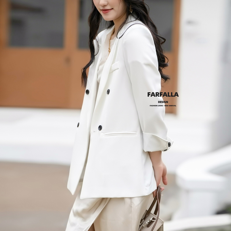 慕秀法拉2024春夏新款高级感通勤女气质修身纯色薄款上衣西装外套