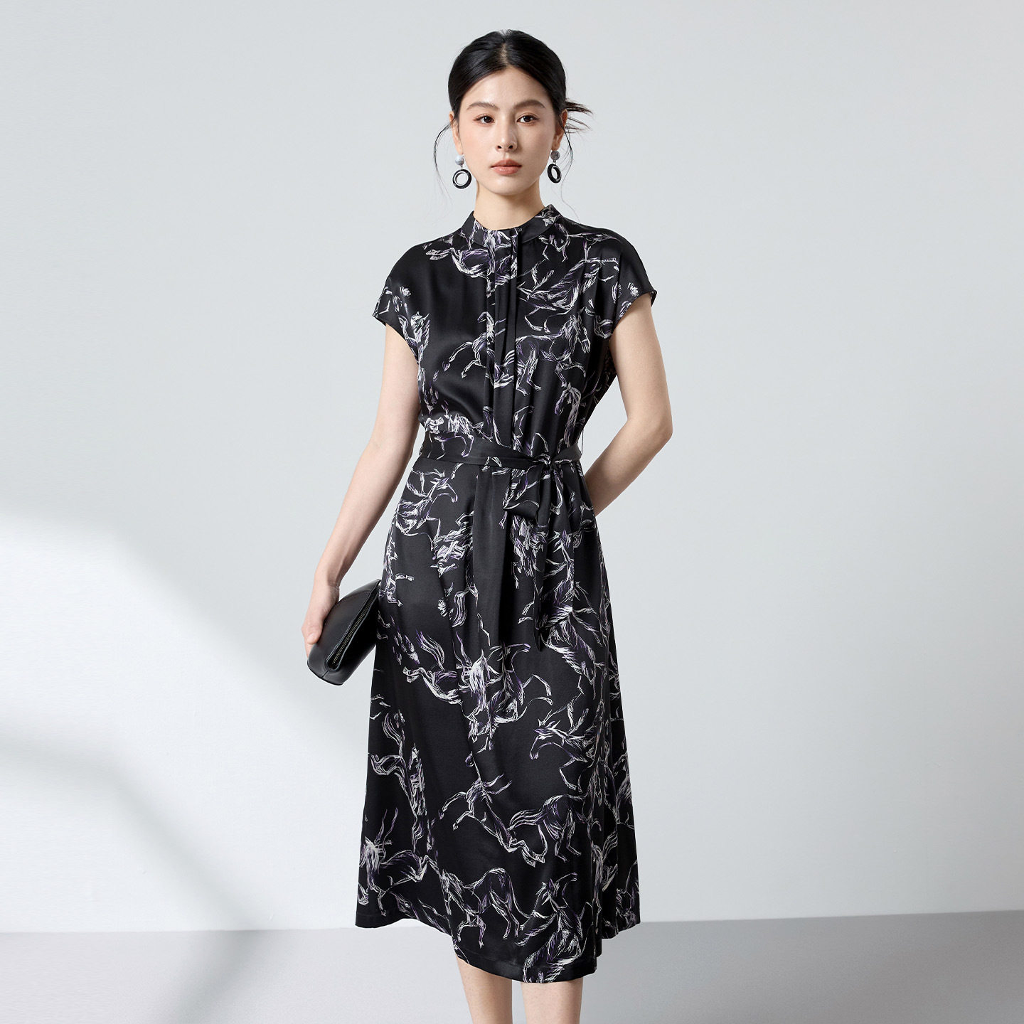 水墨画真丝连衣裙女中长款桑蚕丝气质高级感复古优雅2026夏季新款