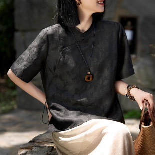 2025桑蚕丝巫山烟雨浣溪沙非遗红云纱衬衫四经绞罗国风真丝上衣