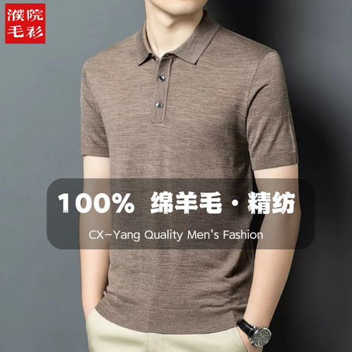 濮院100%精纺羊毛男士短袖毛衣