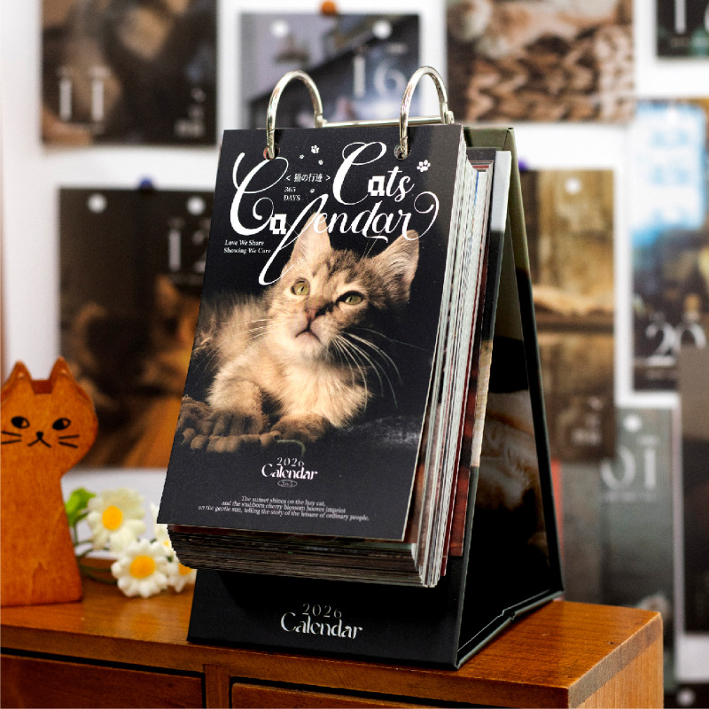 猫的行迹日历2026年新款可爱卡通