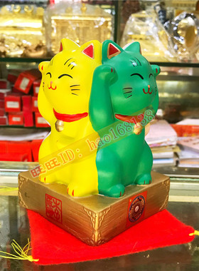 陶瓷树脂猫正版李居明吉祥物猫摆件四面猫存钱罐