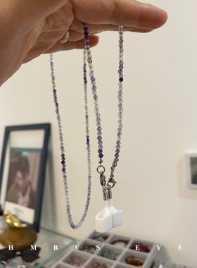 新款airpods有杆无线耳机防丢链多用款萤石耳机链项链 三合一款