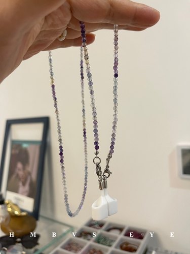 新款airpods有杆无线耳机防丢链多用款萤石耳机链项链 三合一款