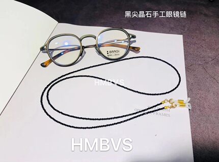 原创切面黑尖晶石眼镜链条挂脖网红挂绳男女时尚防滑眼睛链
