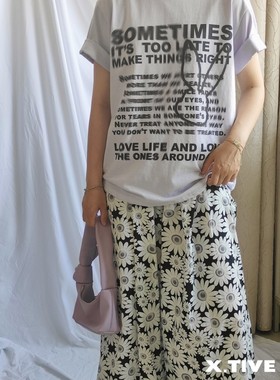 X.TIVE | Korea韩国进口晕染兔子字母印花浅紫短袖T恤小众设计款