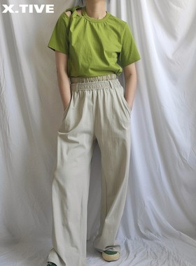 X.TIVE | Korea韩国进口女装露肩镂空扭绳设计纯色T恤可爱多巴胺