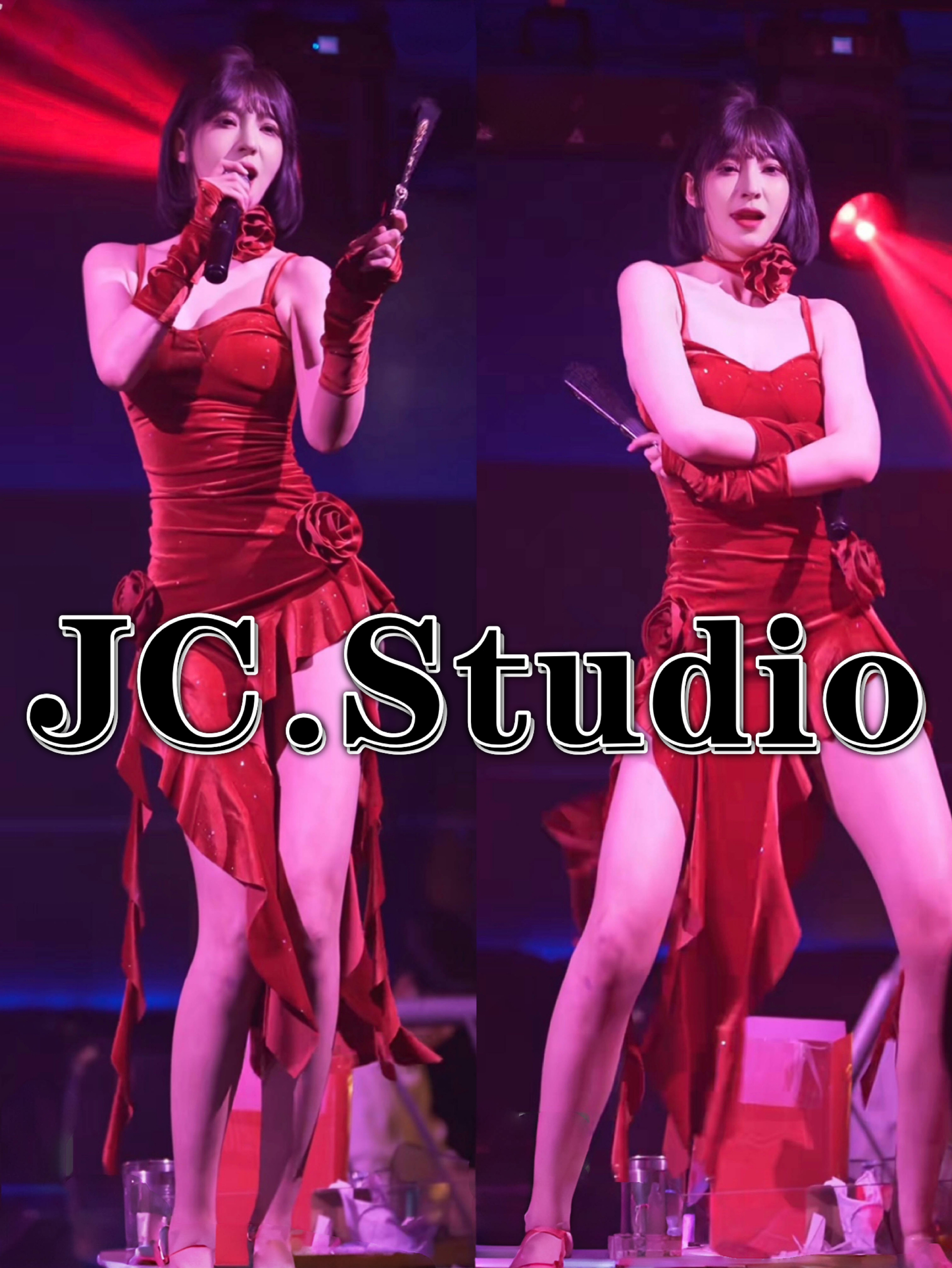 酒吧gogo演出服玫瑰红性感复古气氛派对七夕情人节舞队套装