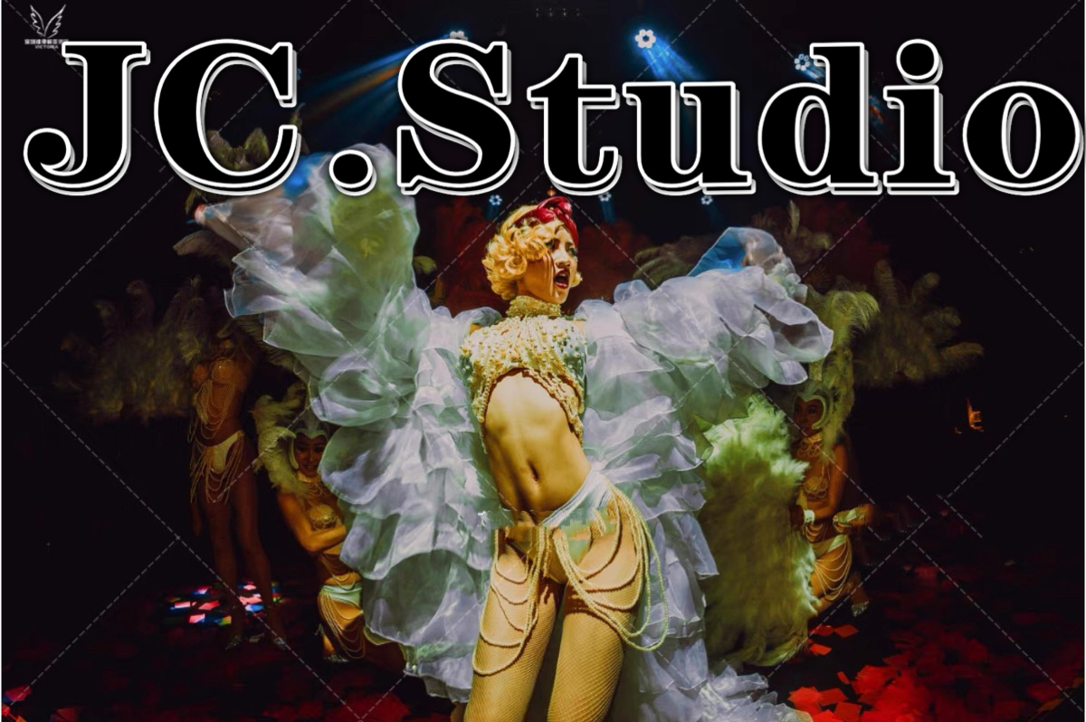 定制酒吧女gogo舞队大气珍珠链鸵鸟毛演出服比基尼套装