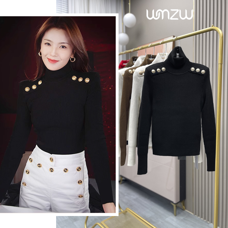 法式名媛设计感高领毛衣