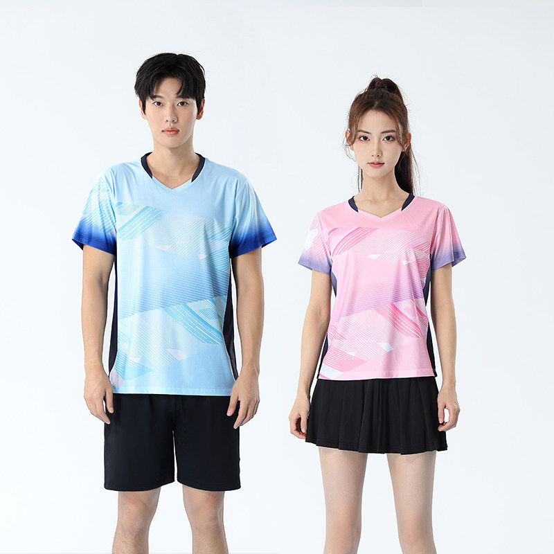 竞悦夏季羽毛球服套装男女款