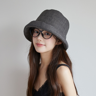 夏季薄款纯色渔夫帽女生休闲百搭透气水桶帽韩系素颜盆帽遮阳帽子