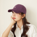 小狐狸刺绣紫色棒球帽女韩系宽檐显脸小帽子纯棉百搭显瘦鸭舌帽男