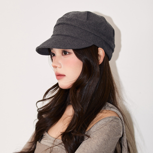 日系山本风纯色马术帽气质高级感灰色鸭舌帽春夏季薄款文艺报童帽