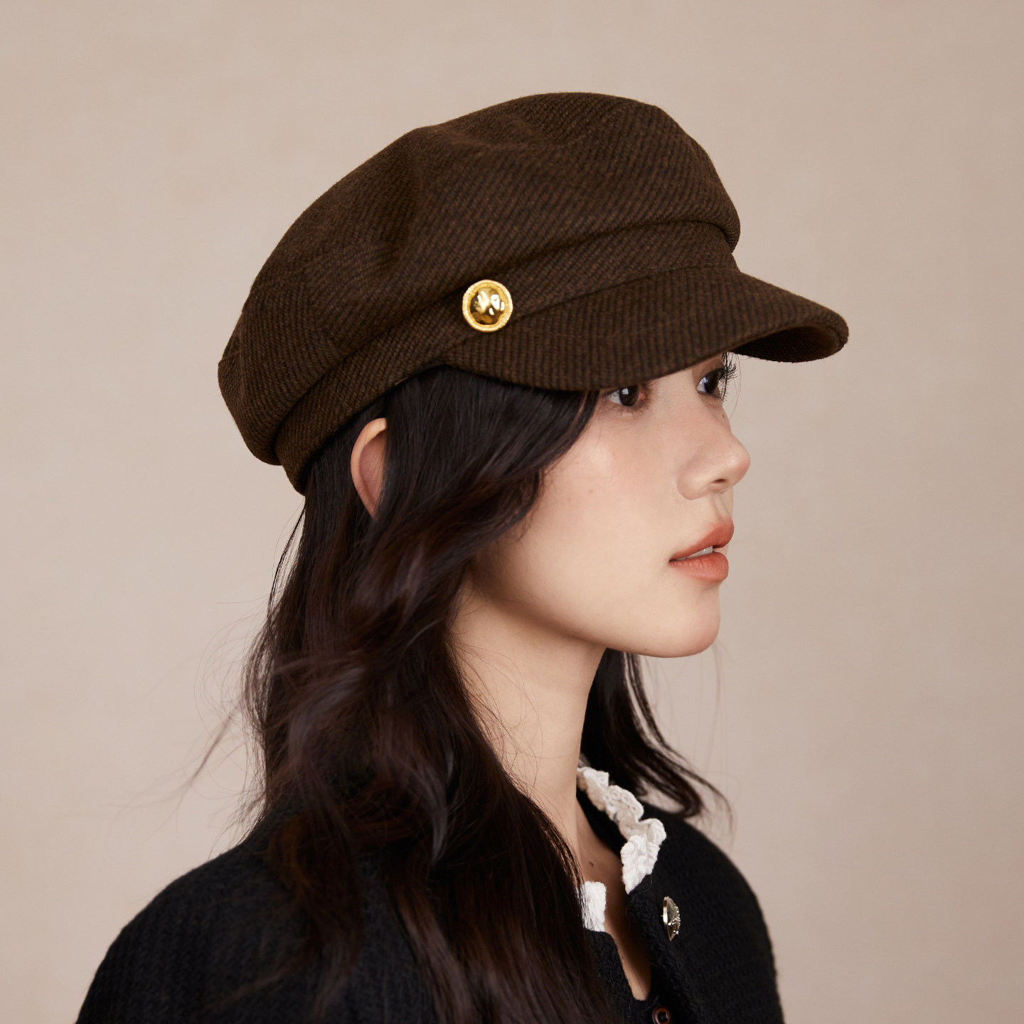 韩国海军风报童帽复古美拉德毛呢贝雷帽女洋气平顶画家帽鸭舌帽子