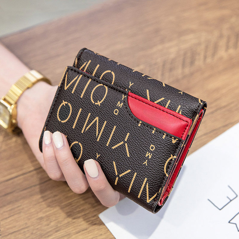 钱包女短款卡包女士精致高档新款三折叠小众设计小巧零钱包欧美风