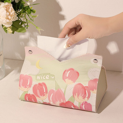 ins高颜值纸巾盒客厅抽纸盒家用创意餐桌纸抽盒皮革餐巾纸盒车载