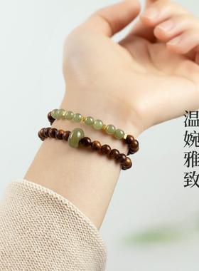 沉香手串女盘玩佛珠双圈手链