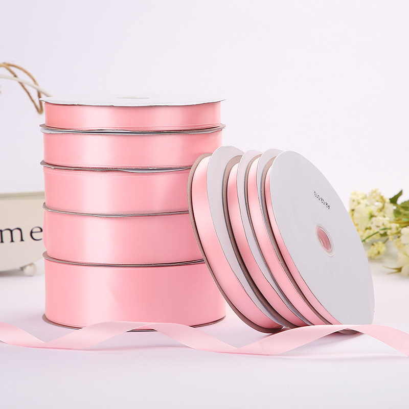 公益粉红色涤纶丝带花艺礼品蛋糕包装素色缎带彩带粉红丝带胸针