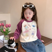 上衣宝宝加绒卡通可爱小熊童装 儿童卫衣女童春秋款 洋气时髦插肩袖