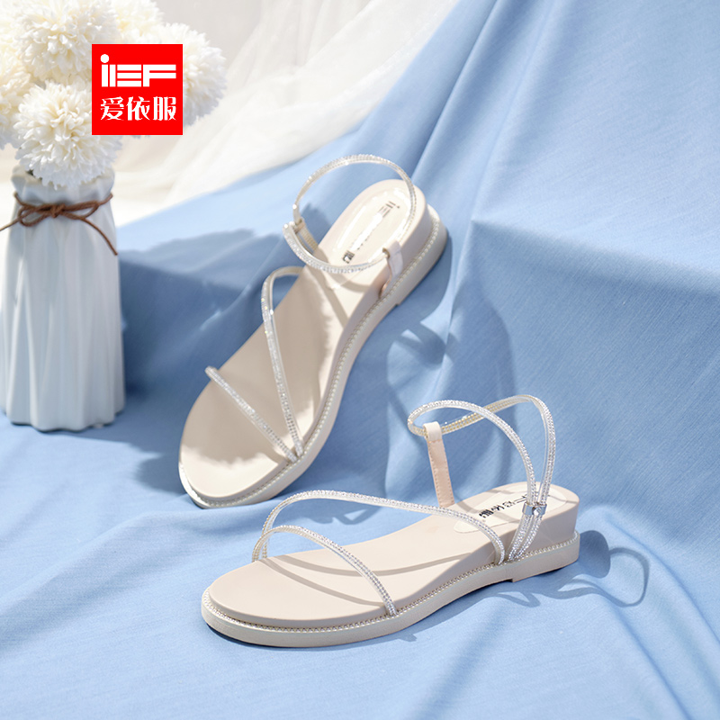 IEF/爱依服2019夏季新款韩版时尚圆头厚底平底凉鞋女0531-8867-10月18日最新优惠