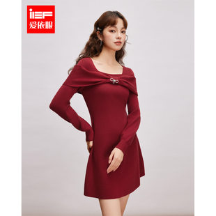 IEF/爱依服2024冬春新款法式温柔小女人气质通勤百搭显瘦连衣裙