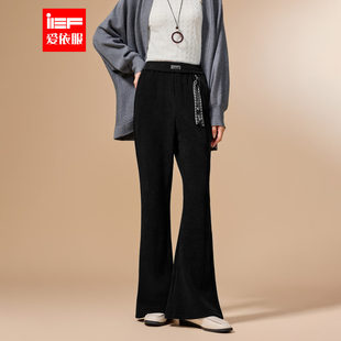 新款 子2025冬季 韩版 时尚 IEF 通勤气质加绒保暖显瘦喇叭裤 爱依服裤