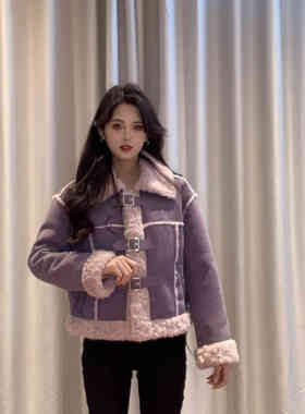 IEF/爱依服2024新款冬季时尚百搭短款气质亮面皮外套D0348-