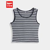 通勤日常休闲圆领无袖 IEF 爱依服2026春夏新款 百搭显瘦女条纹背心