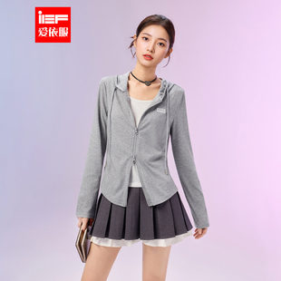 修身 IEF 休闲运动日常连帽薄款 新款 百搭显瘦女上衣 爱依服2026夏季