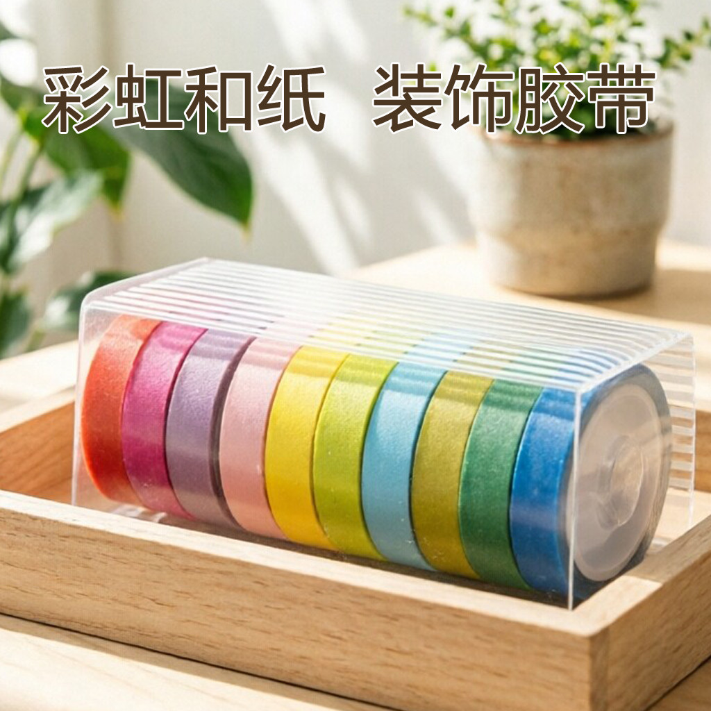 韩版进口和纸胶带手工装饰彩色胶纸少女可爱贴纸自粘可写字标记贴