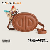 欧美轻奢经典 猪鼻子进口真皮手工腰包斜挎包单肩包胸包女包轻便包