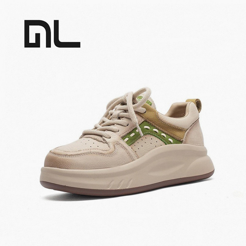 头层牛皮复古拼色运动休闲鞋女2026春季新款厚底增高轻便百搭板鞋,女鞋,时尚休闲鞋,淘宝优惠券,粉丝福利购,淘宝优惠卷