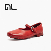 平底简约小香风女鞋 原创高端马皮进口复古一字扣单鞋 新款 2026春季