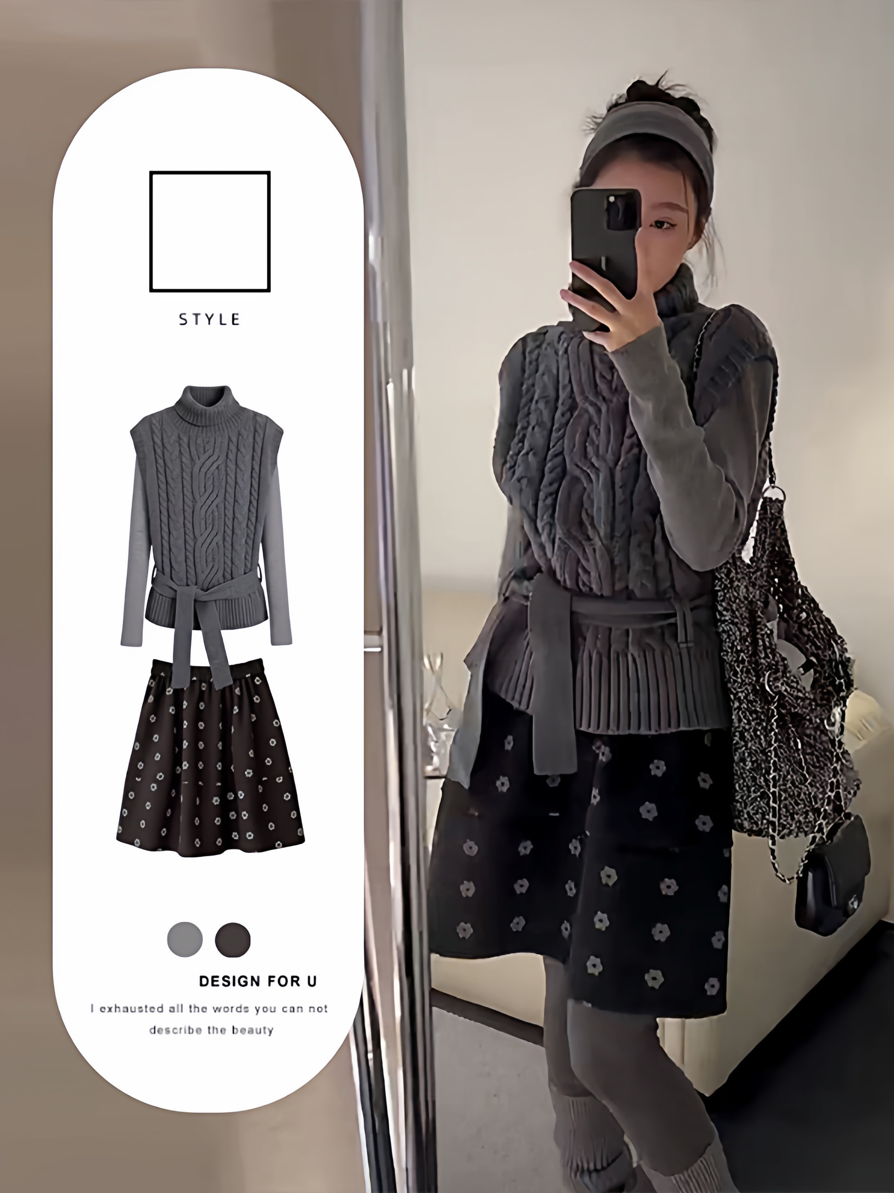 小香风针织灰色连衣裙女春秋季2026新款小个子巨好看穿搭一整套,女装/女士精品,时尚套装,淘宝优惠券,粉丝福利购,淘宝优惠卷