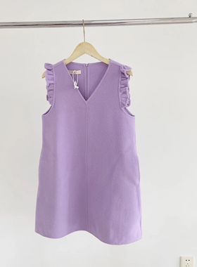 Z-18 紫色A字变显白休闲双面手缝连衣裙