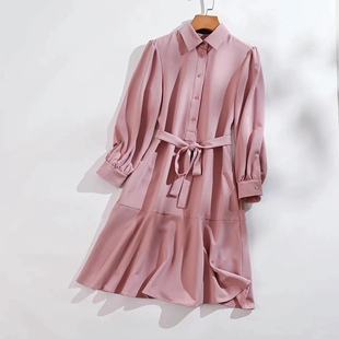 式 绑带衬衫 春款 娃娃裙POLO宽松两色连衣裙