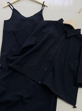 Z-27 黑色文艺风梭织宽松休闲套装