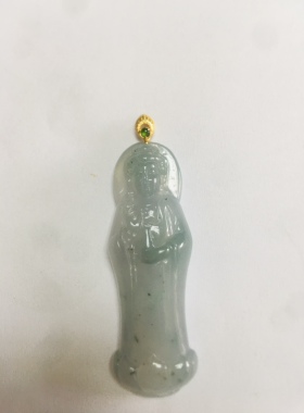 缅甸A货天然翡翠玉 乌鸡种水观音吊坠吊坠 新鲜出炉净货