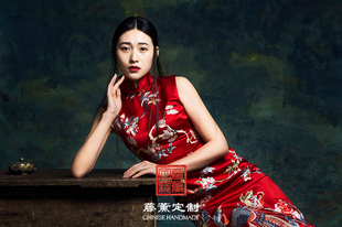 玉堂富贵精品旗袍—敬酒服刺绣—藤薰定制手工出品