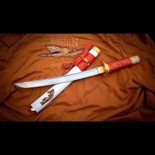 龙泉高锰钢一体锻打短刀小刀武士肋差日式刀剑防身收藏把玩未开刃