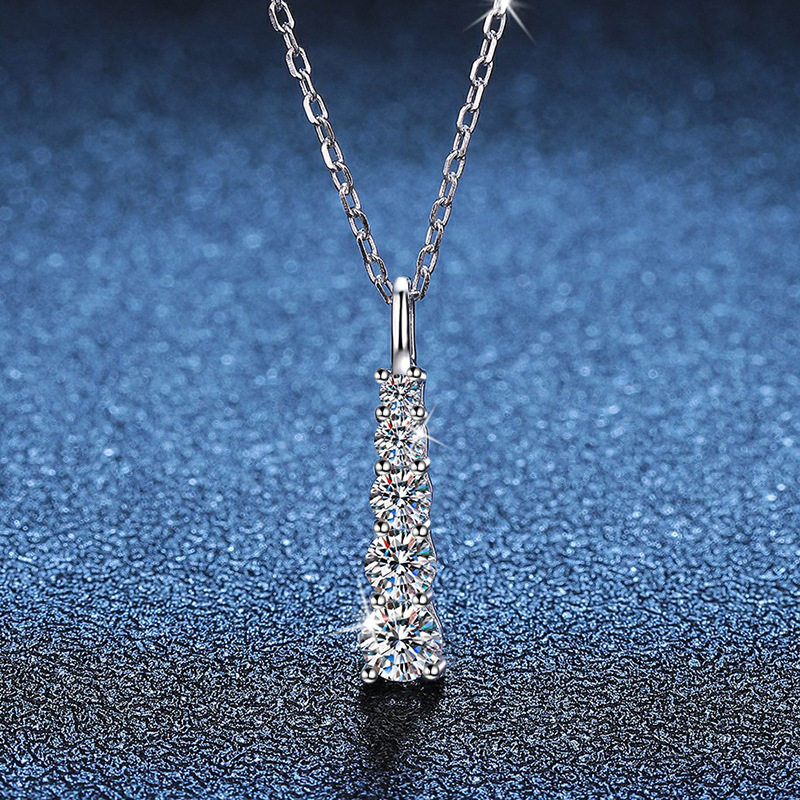 韩版项链s925纯银吊坠女莫桑钻项链女日韩简约轻奢69分莫桑石