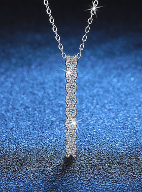 S925纯银项链莫桑石吊坠韩版东大门锁骨链女24分D色莫桑石项链女