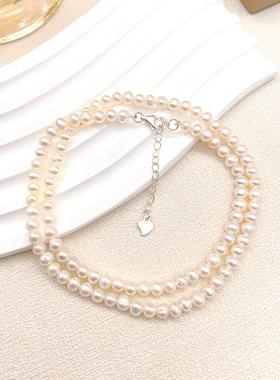 新款天然淡水珍珠强光小米珠高级感项链925延长链串珠气质锁骨链