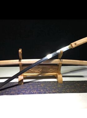 龙泉刀剑花纹钢高锰钢居合刀武士打刀一体龙骨手工锻打兵器未开刃