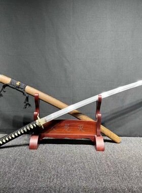 龙泉刀剑三枚合夹钢鸡翅木鞘冷兵器手工锻打一体日式指挥刀未开刃