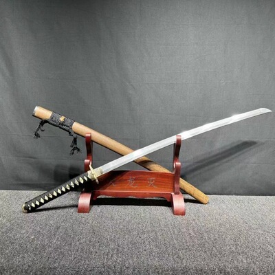 龙泉刀剑三枚合夹钢鸡翅木鞘冷兵器手工锻打一体日式指挥刀未开刃