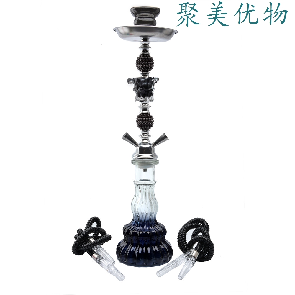 聚美优物现货水烟壶中号双管玻璃水烟筒hookah含全套水烟配件shis