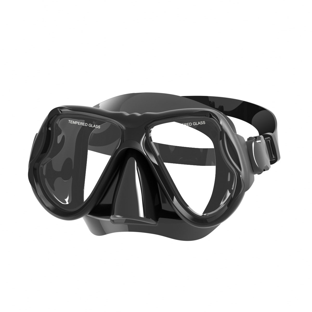 潜水面镜钢化玻璃潜水镜180&deg;护鼻一体防呛水防漏潜水眼镜面罩