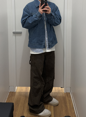 SSLstudio美拉德复古cleanfit高街工装裤微喇显高男女宽松休闲裤